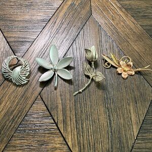 Lot of 4 Vintage Brooches - Trifari, Lisner, Giovanni, Van Dell